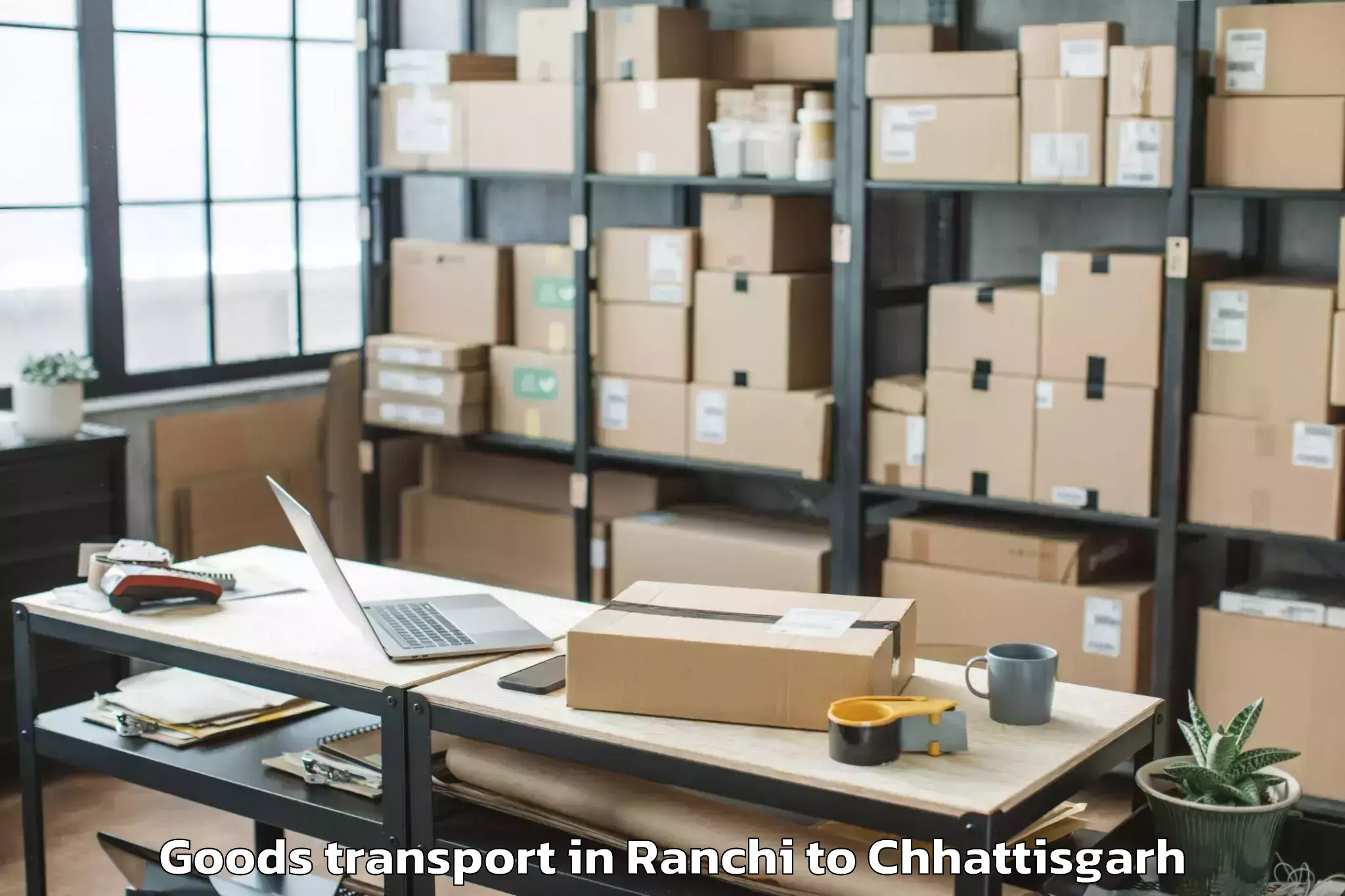 Get Ranchi to Op Jindal University Raigarh Goods Transport